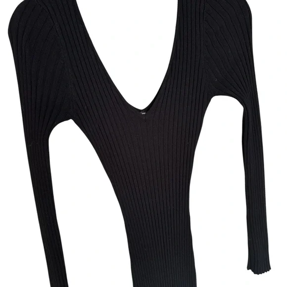 Hera Collection Black Long Sleeve Form Fitting Ribbed Bodycon Dress small - Picture 3 of 5